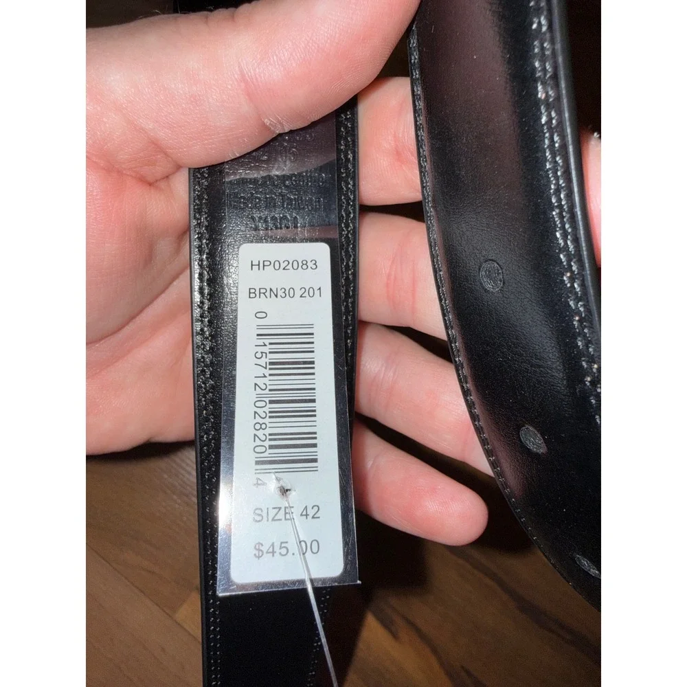 Perry Ellis Reversible Belt Mens 42 Black Brown New Portfolio Silver Buckle